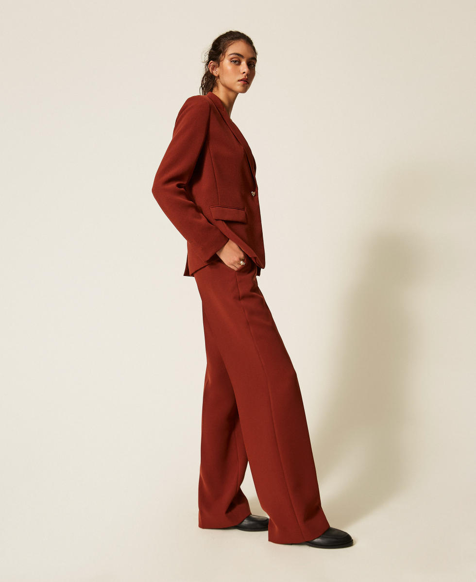 Pantalon palazzo en cr&ecirc;pe Marron "Cherry Wood" Femme 262TP2043_06501_02