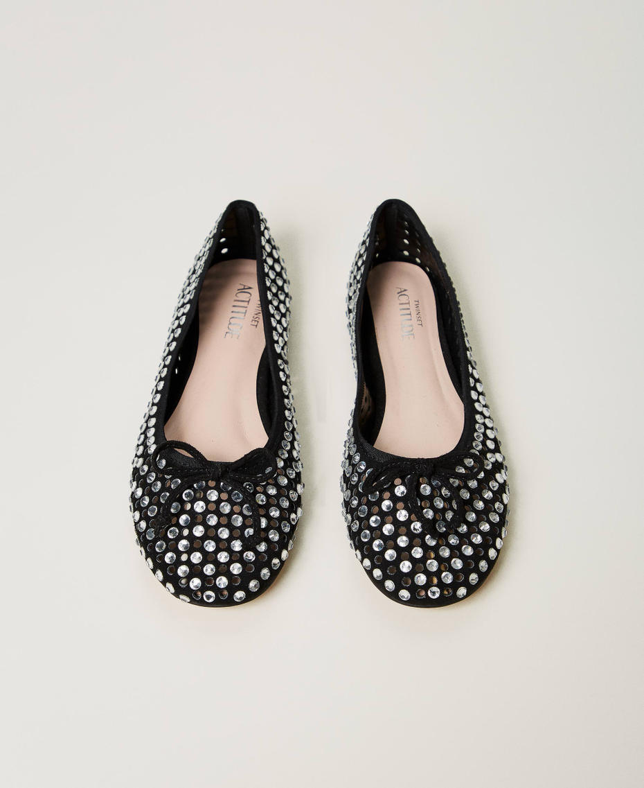 Ballet flats with all-over rhinestones Black Woman 251ACP016_00006_04