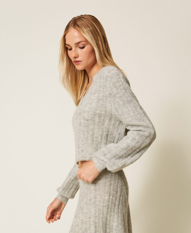 Lurex and mohair blend jumper Light Gray Mélange Woman 252TP3261_0082C_02