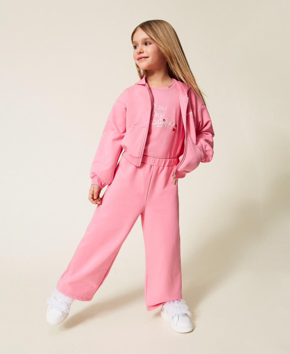 T-shirt pour fille avec broderie Broderie Rose &laquo;&nbsp;Aurora Pink&nbsp;&raquo;/Blanc Cass&eacute; Fille 261GB2181_13367_T0