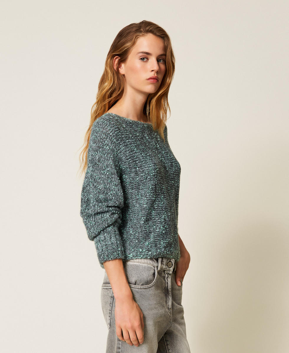Pullover aus Moulin&eacute;garn Multicolor Green Frau 252AP3220_12707_02