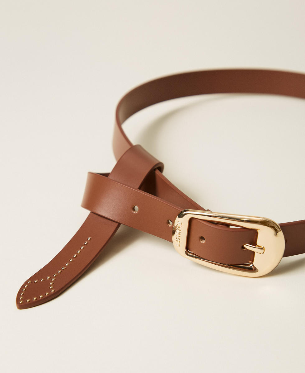 Ceinture en cuir avec cabochons Cuir Femme 261TA4170_00057_02