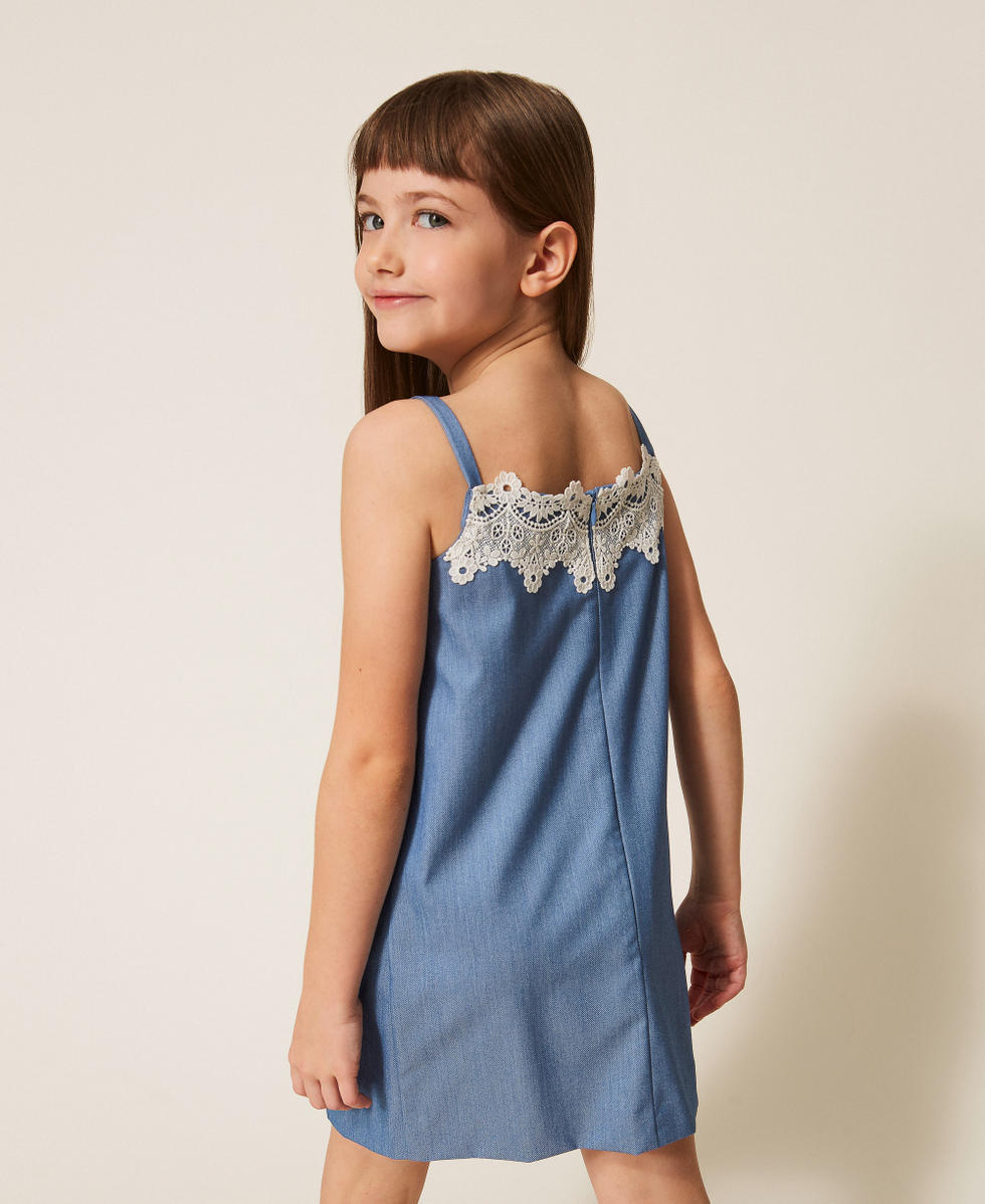 Robe courte en fil-&agrave;-fil avec dentelle Skyline Fille 261GJ2Q13_04614_04