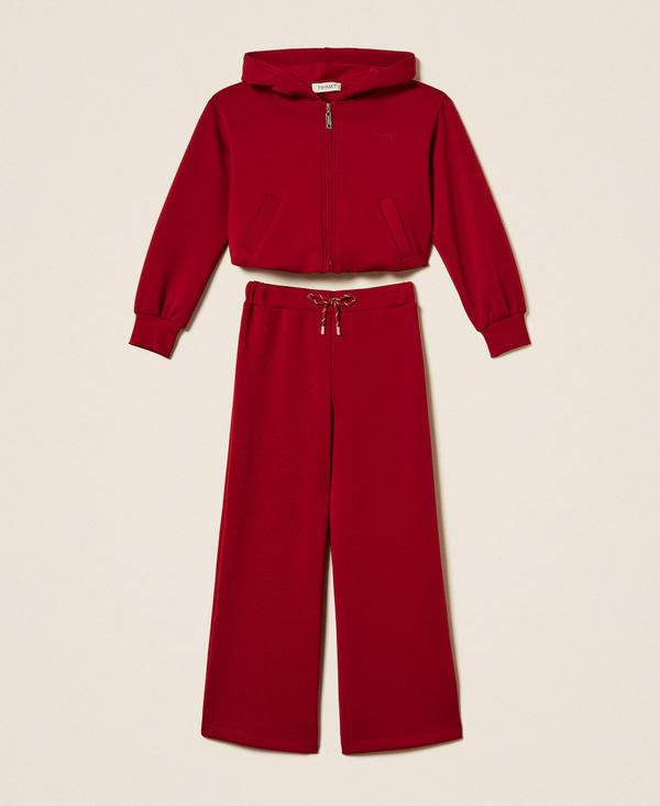 Scuba fabric hoodie and wide trousers