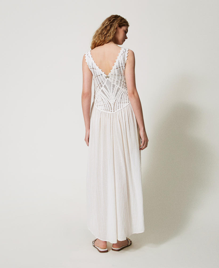 Long dress with crochet knit White Snow Woman 251TT3120_00282_03