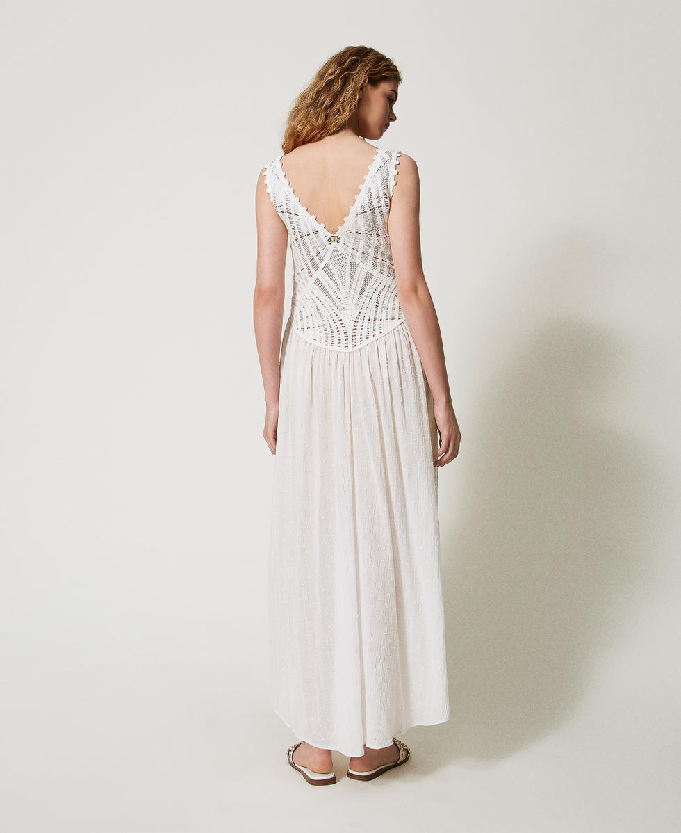 Long dress with crochet knit White Snow Woman 251TT3120_00282_03