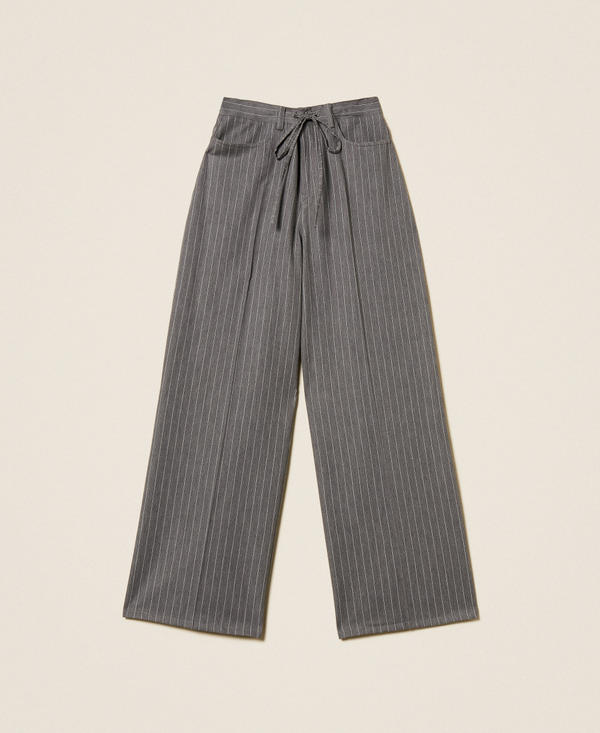 Wool blend pinstripe trousers