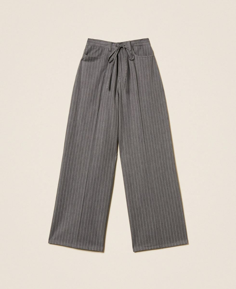 Wool blend pinstripe trousers