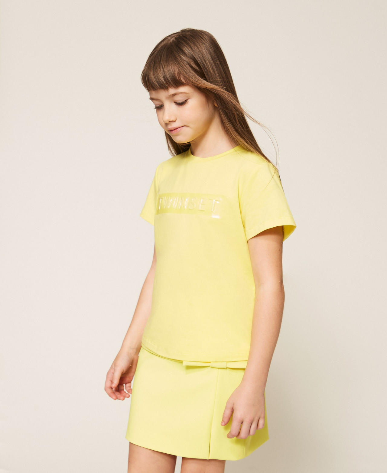 Regular T-shirt with glossy print Limelight Yellow Girl 261GJ2250_06210_02