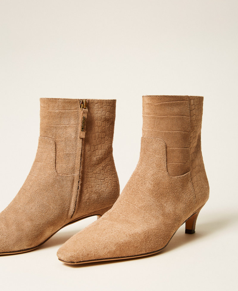 Stivaletti in suede a stampa cocco Stampa Cocco Nougat Donna 262TGT082_14033_02