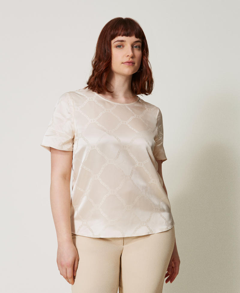 Bluse aus „Oval T“-Jacquard „Old White“ Frau 251TP2012_11748_01