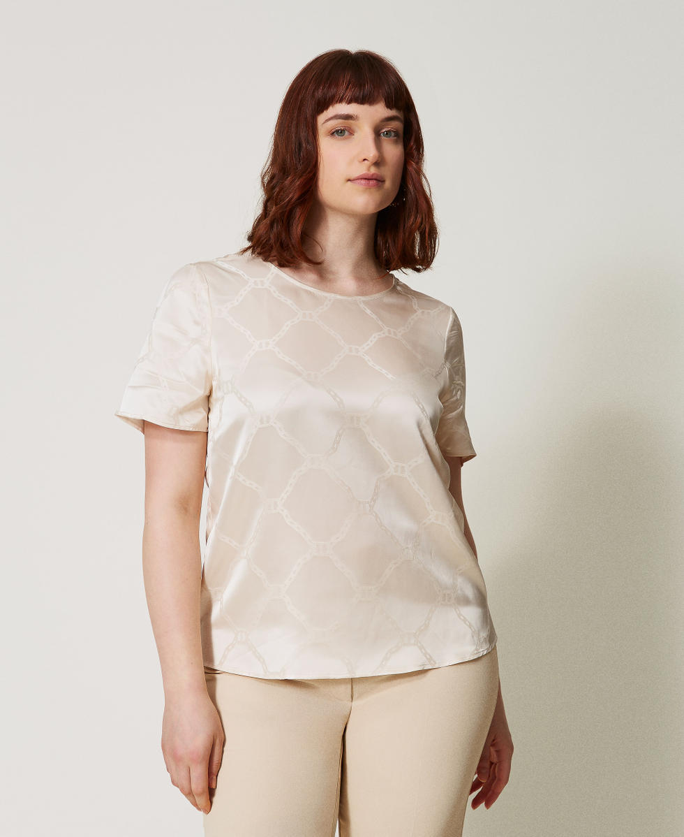 Blusa con Oval T jacquard Bianco "Old White" Donna 251TP2012_11748_01
