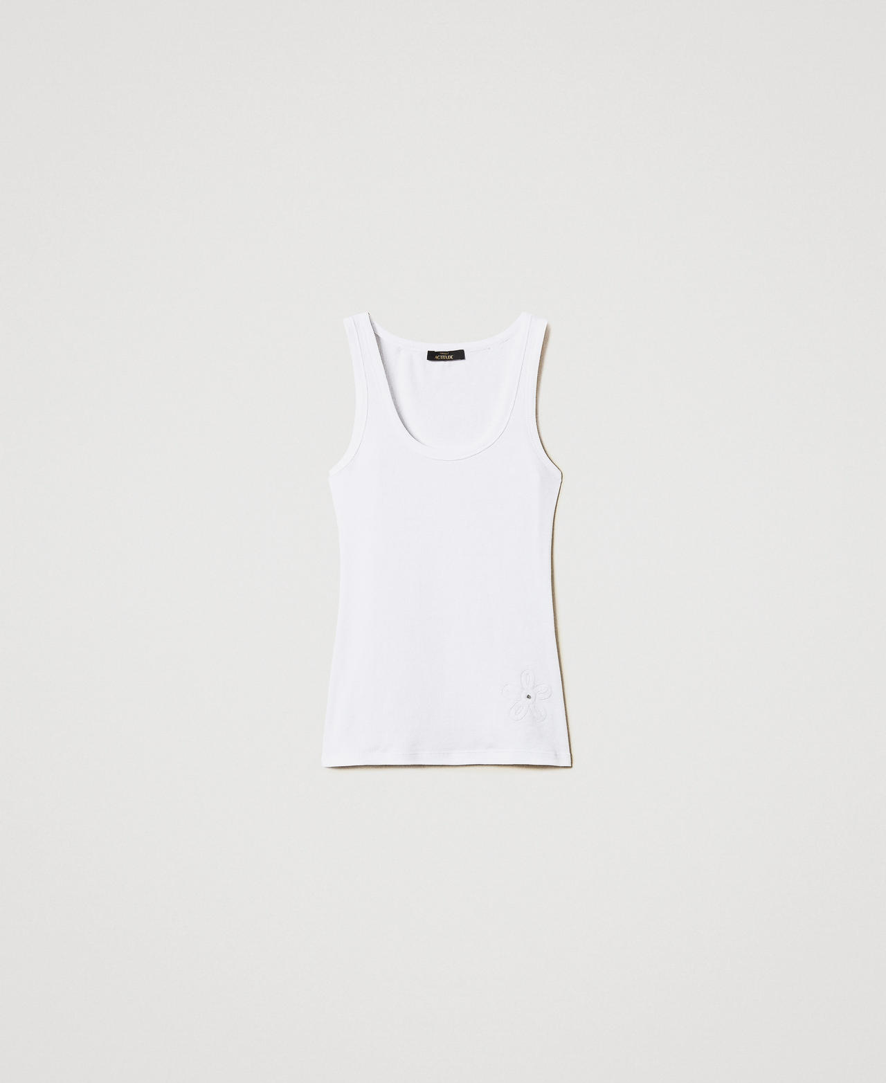 Ribbed top with rhinestones "Papers" White Woman 251AP2431_00840_0S