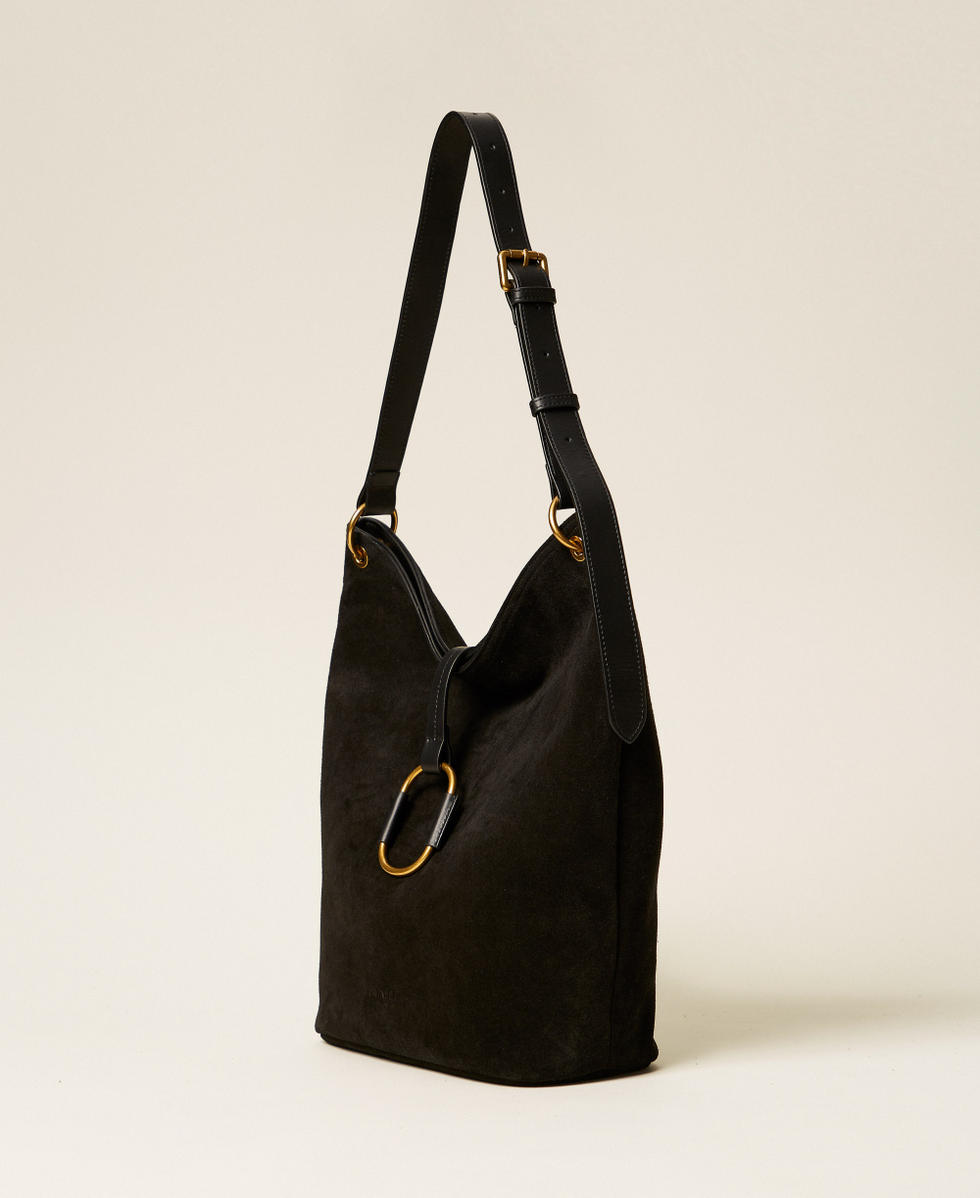 Suede hobo bag Black Woman 262TB7150_00006_02