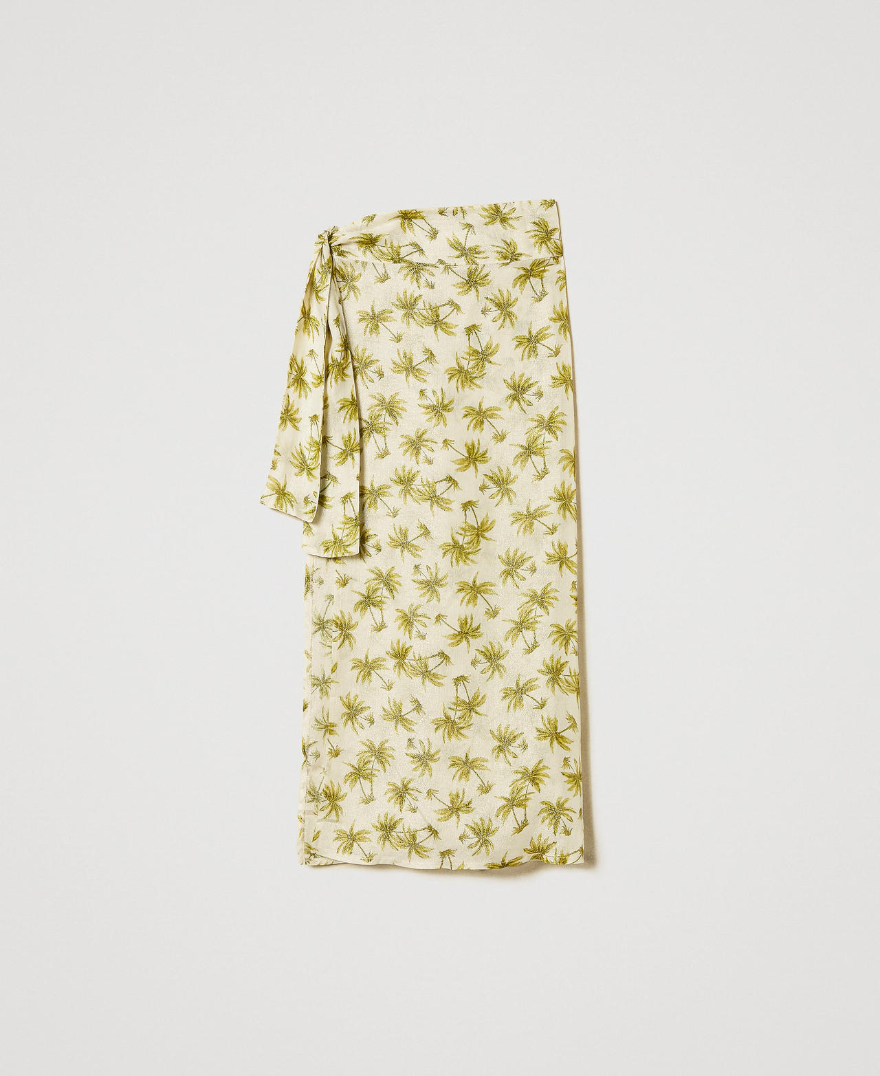 Pareo con lúrex y estampado Estampado Palmeras Nácar / Olive Leaf Mujer 251LB4CLL_12196_0S