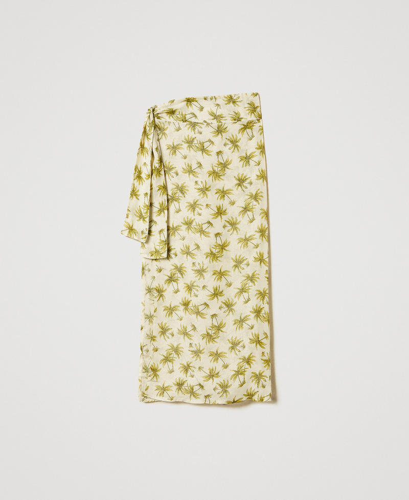 Pareo con lúrex y estampado Estampado Palmeras Nácar / Olive Leaf Mujer 251LB4CLL_12196_0S