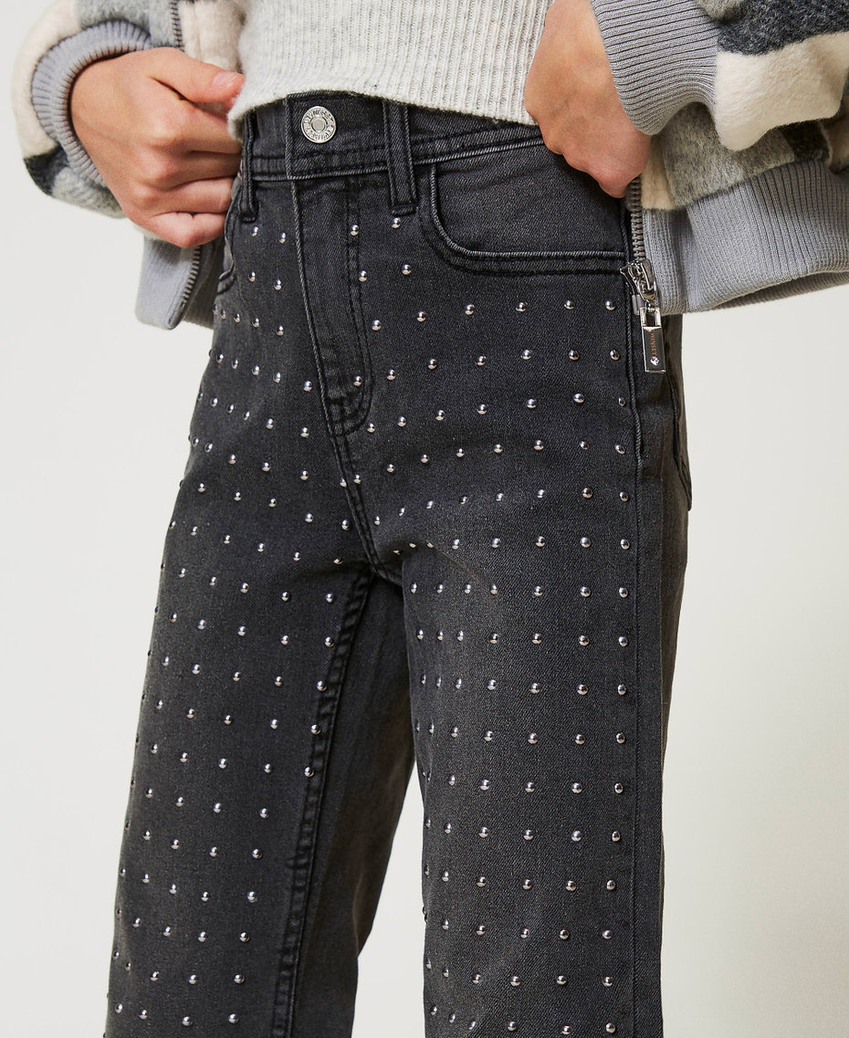 Five-pocket jeans with studs Old Black Denim Girl 242GJ2272_11835_04