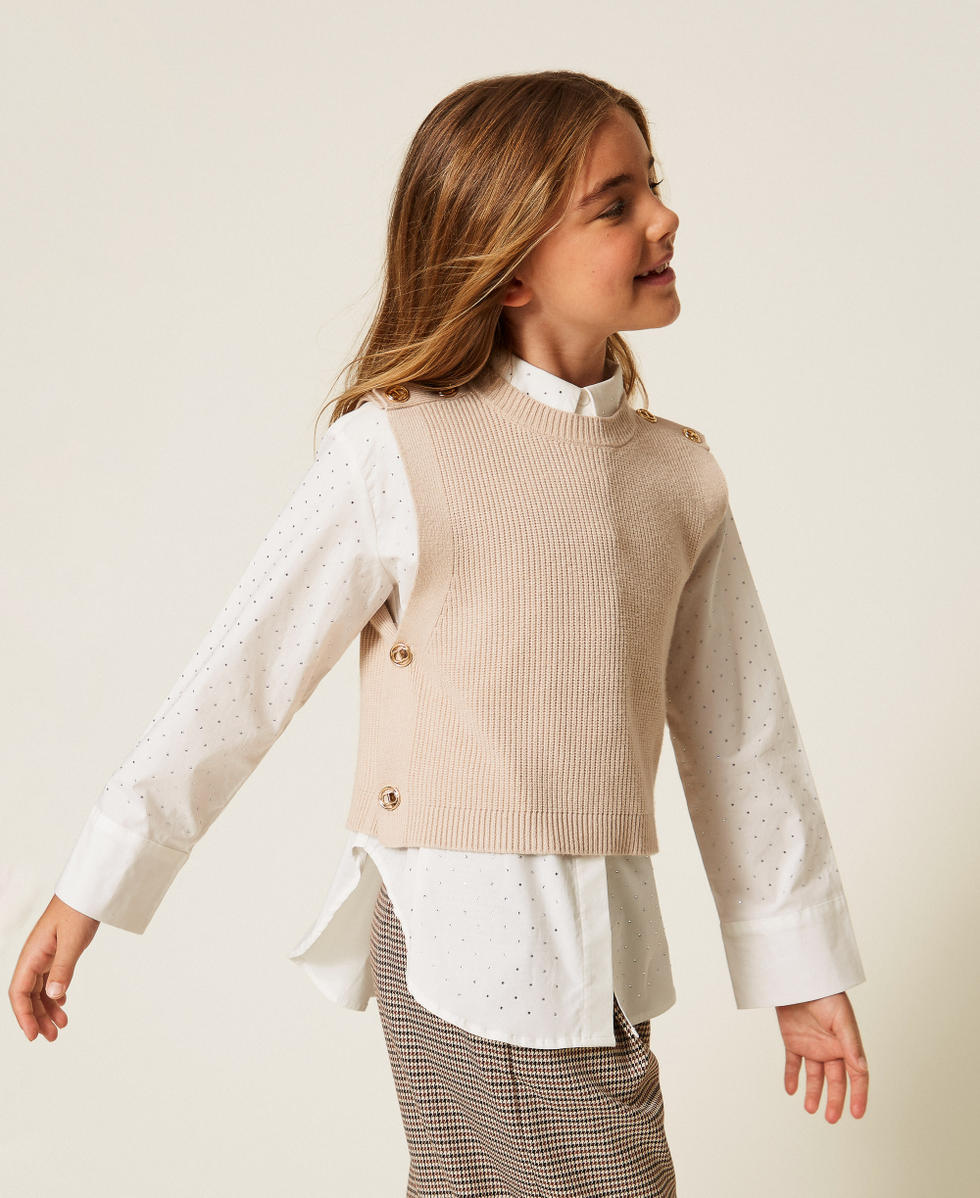 Gilet per Bambini Lavorato a Maglia Cognac 140