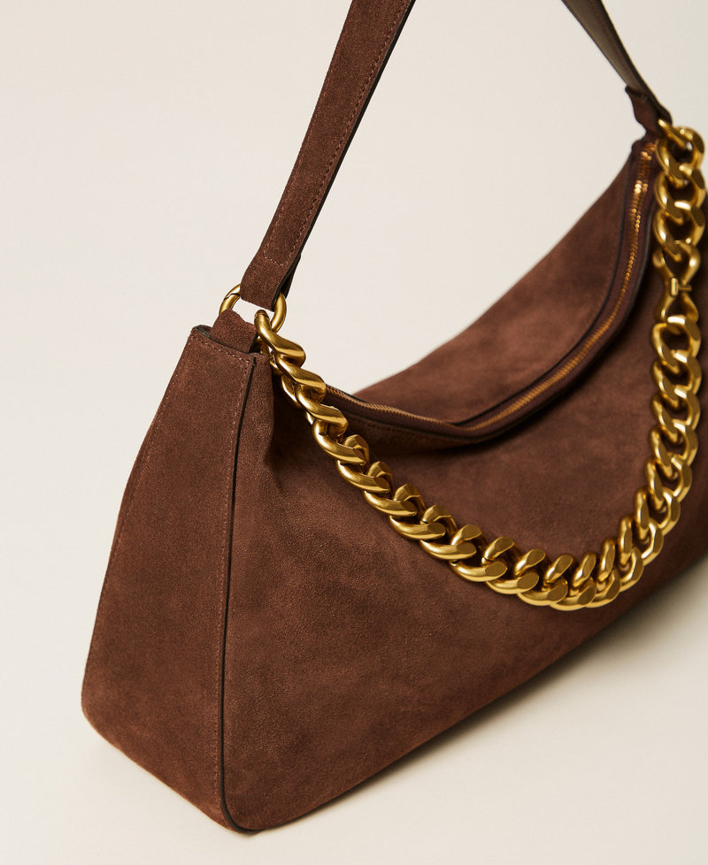 Liliane medium suede bag "Dark Coffee" Brown Woman 999TB7015_06095_02