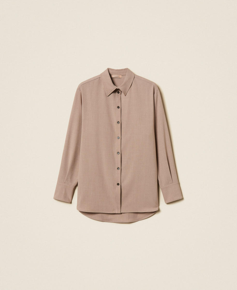 Chemise oversize avec fentes Marron « Tourterelle » Femme 252TF2040_12874_S0