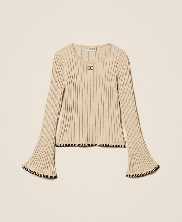 Pull côtelé pour fille avec broderie