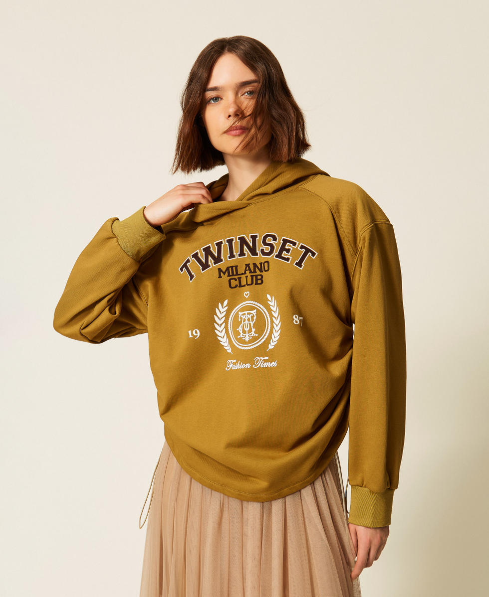 Hoodie with logo print Shiny Oil Woman 262LI2GEE_13450_01