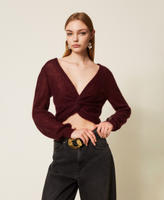 Boléro en maille de mohair mélangé Violet « Winetasting » Femme 252TP3525_05609_01