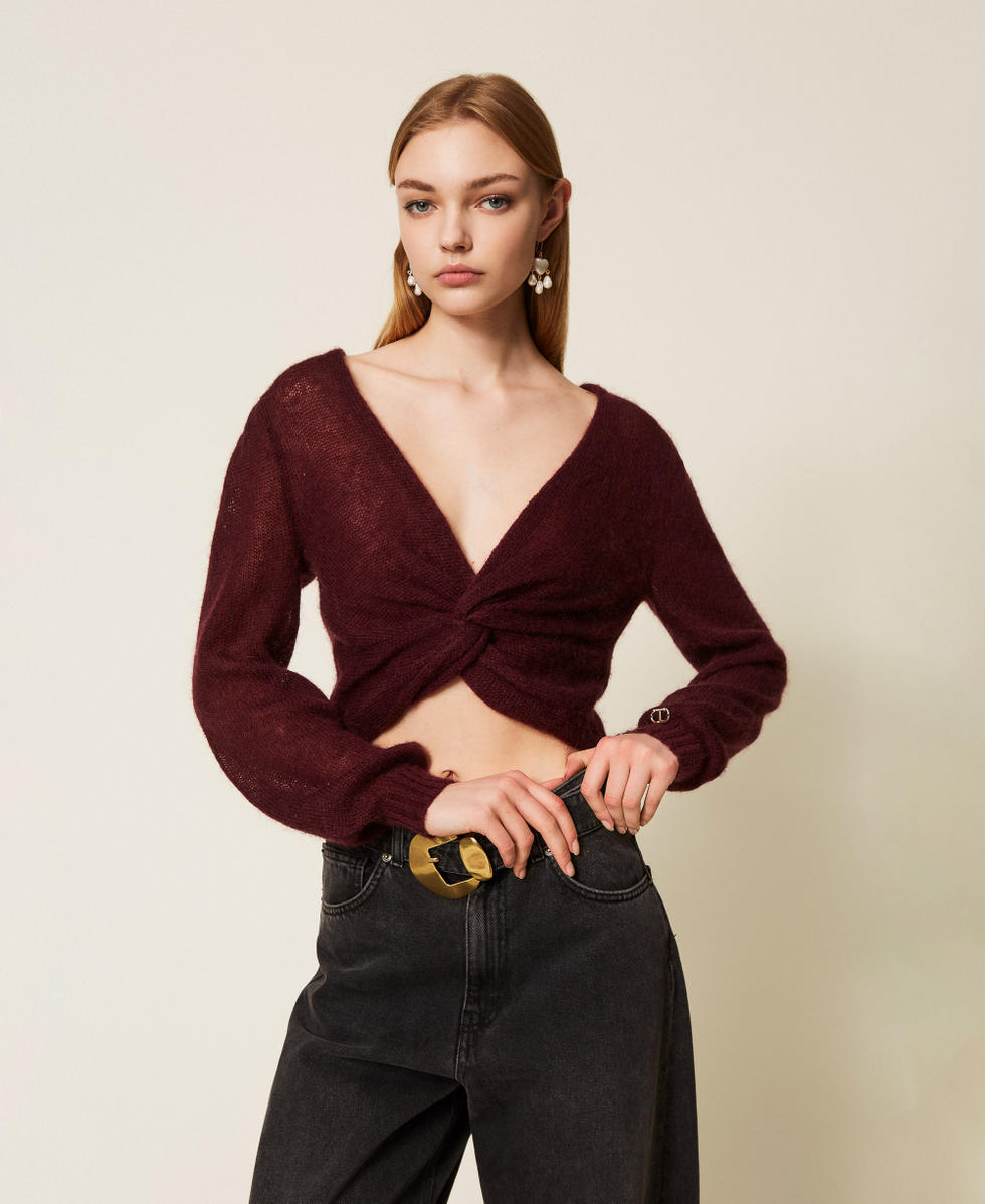 Mohair blend knit shrug