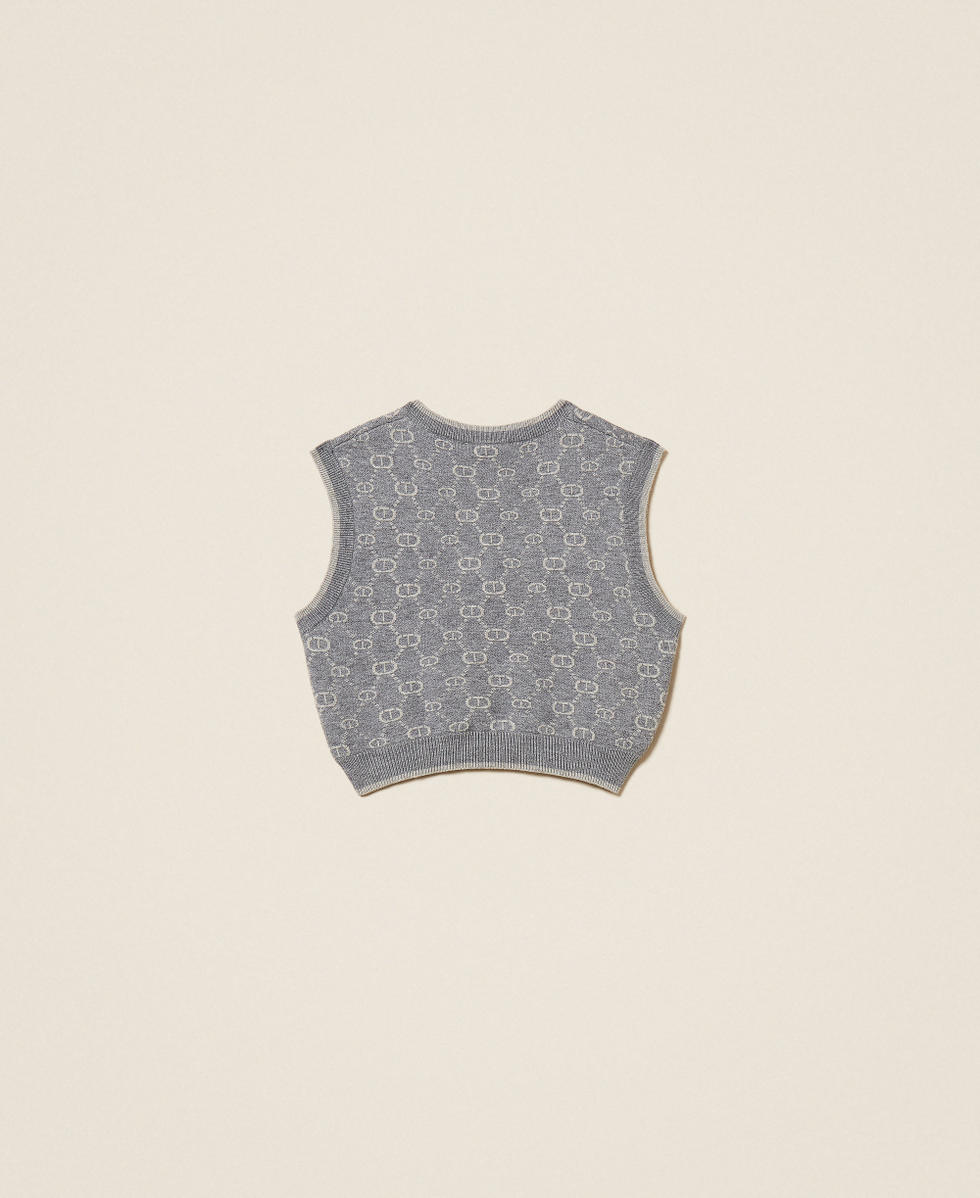 Gilet in maglia jacquard con Oval T Grigio Medio / Micro Logo Grigio Chiaro Bambina 252GJ3023_12796_S1