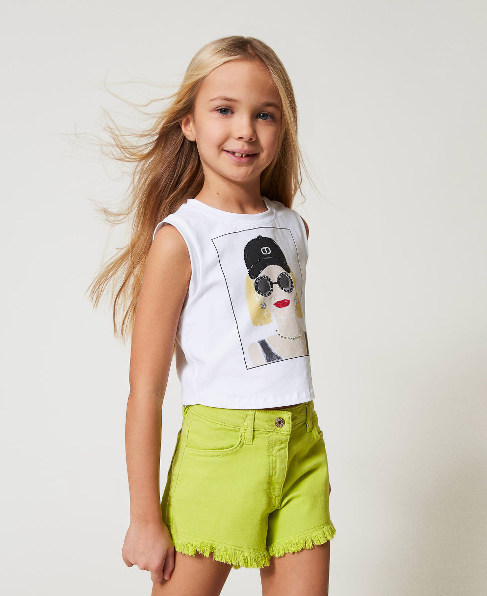 Short en bull effiloch&eacute; Yellow Plum Fille 251GJ2610_12124_02