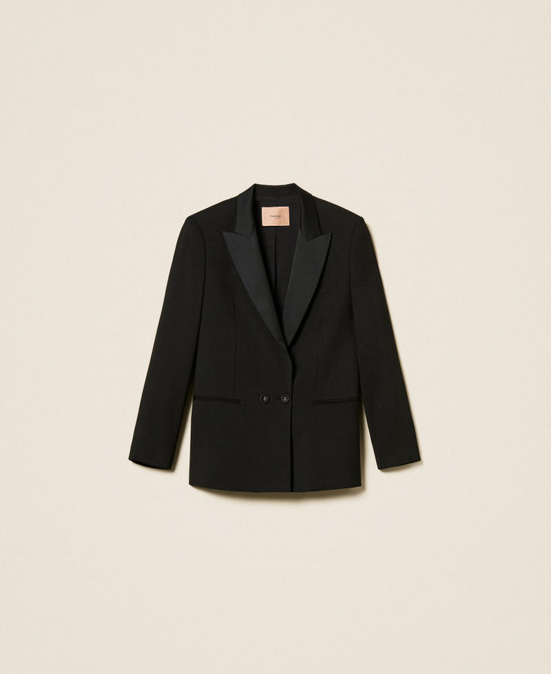 Blazer with satin details Black Woman 252TT2121_00006_S0