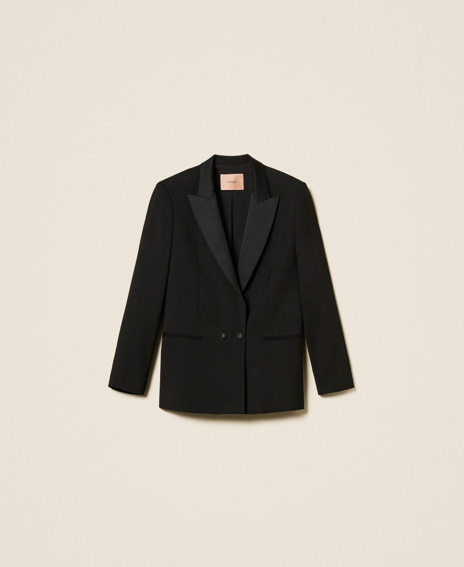 Blazer with satin details Black Woman 252TT2121_00006_S0