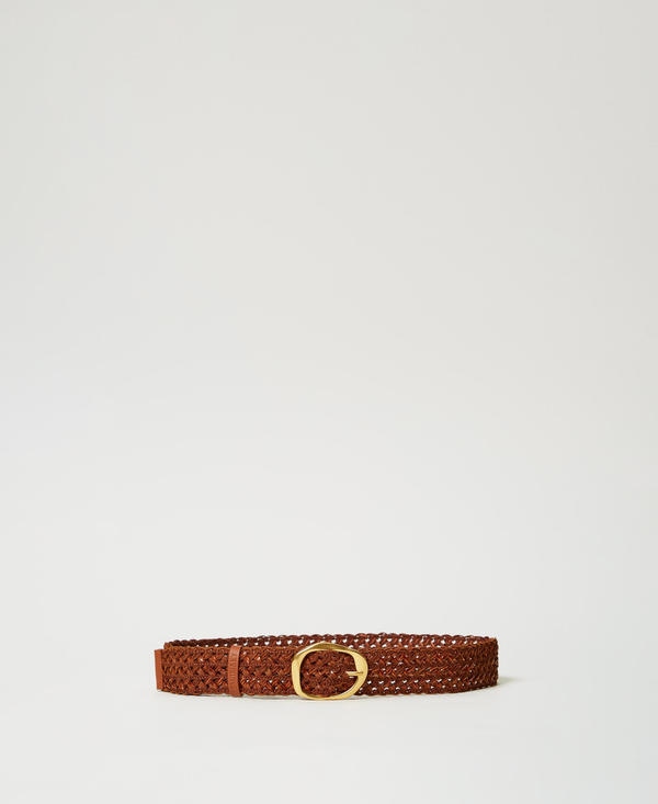 Woven leather belt