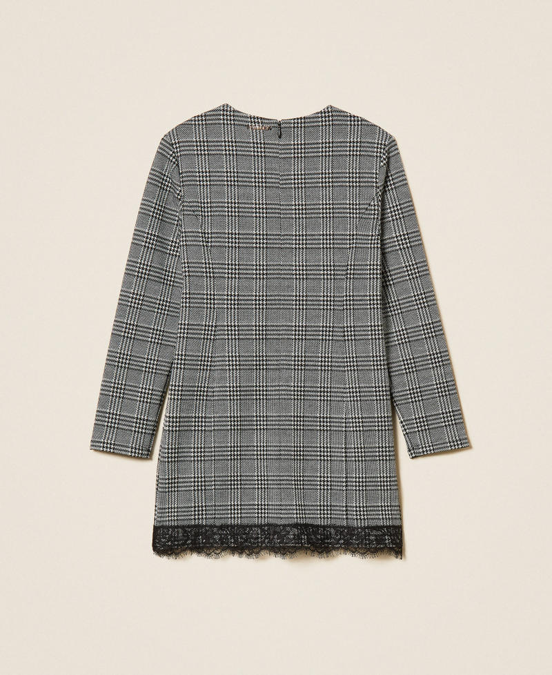 Robe courte en prince de Galles avec dentelle