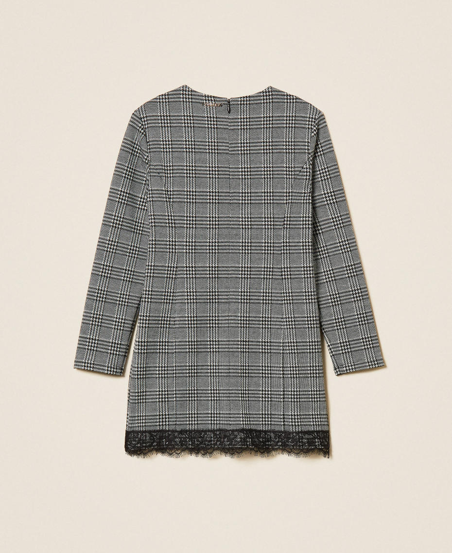 Robe courte en prince de Galles avec dentelle