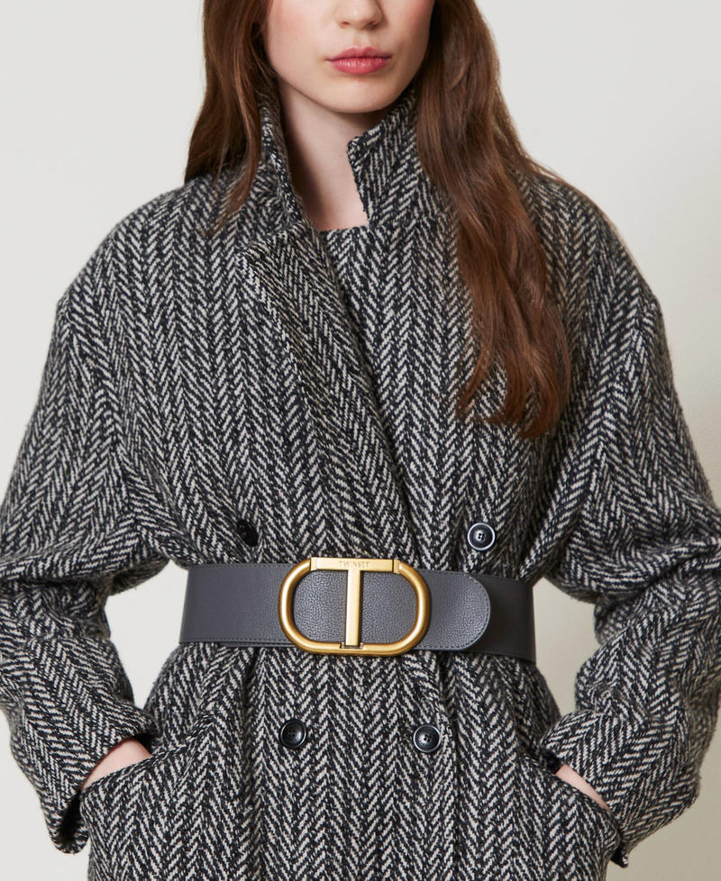 Belt with Oval T maxi buckle Grey Stone Woman 242TA4680_00158_S0