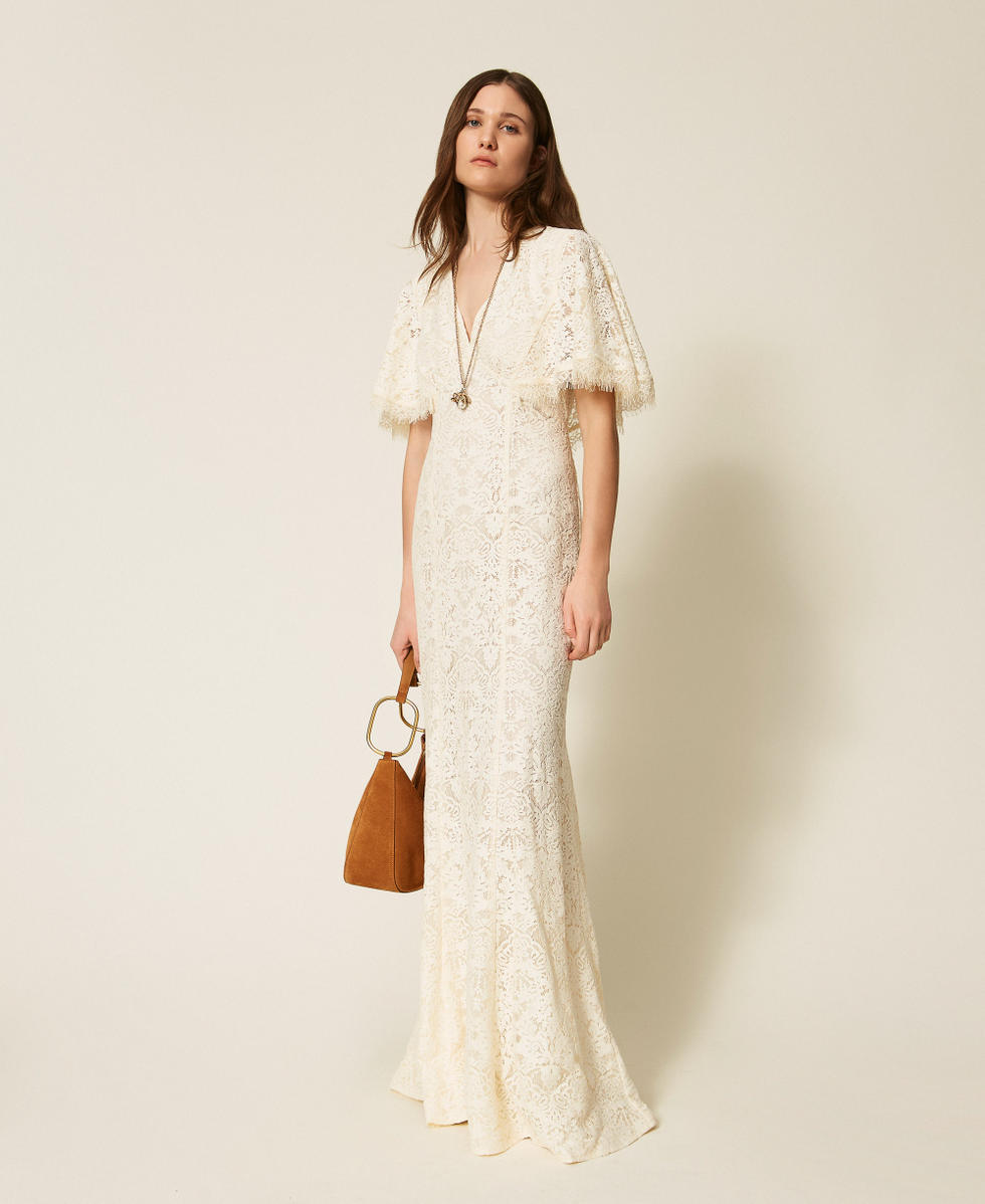 Robe longue en dentelle Nacre Femme 261TT2315_00059_01