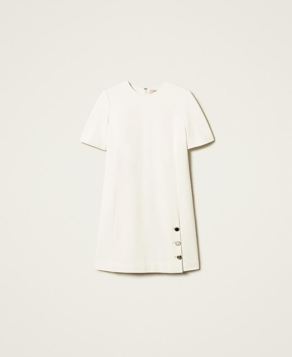 Short dress with jewel buttons Mother Of Pearl Woman 251TP2133_00059_S0