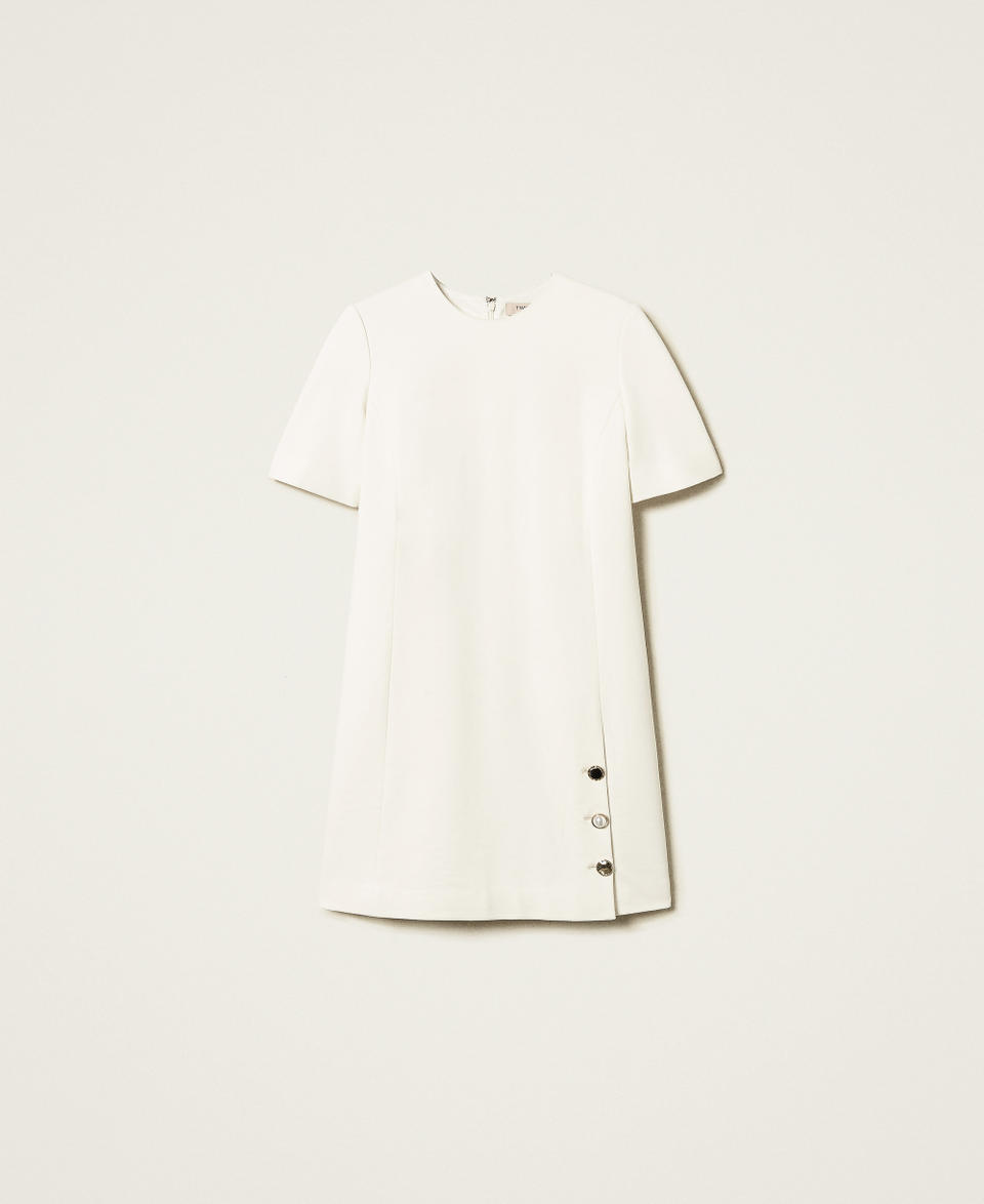 Short dress with jewel buttons Mother Of Pearl Woman 251TP2133_00059_S0