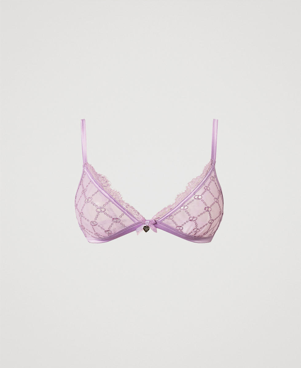 Tulle triangle bra with Oval T Lilac Iris Woman 251LL6C22_12108_S0