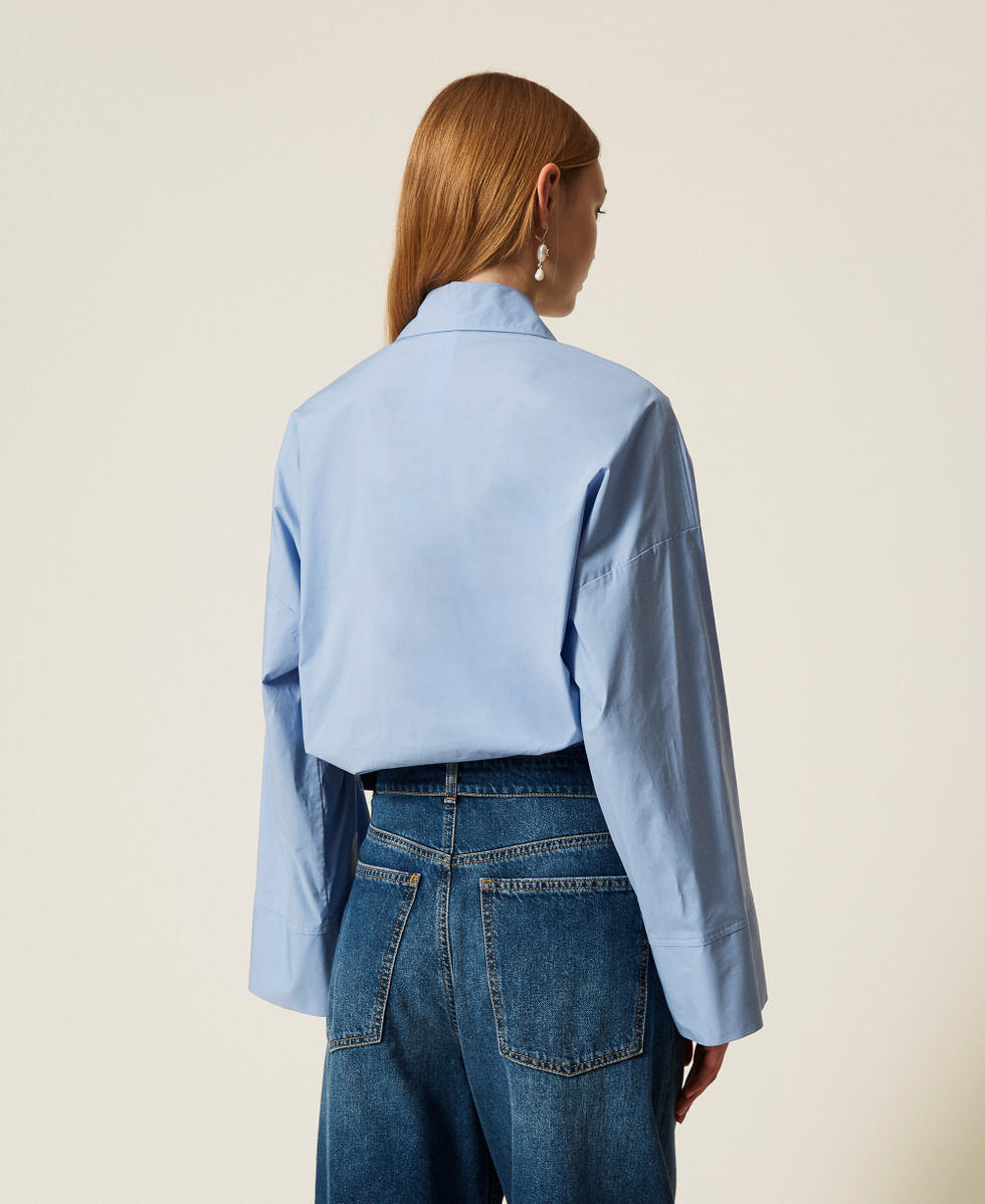 Wide poplin shirt Blue Jasmine Woman 252TF2072_12551_03