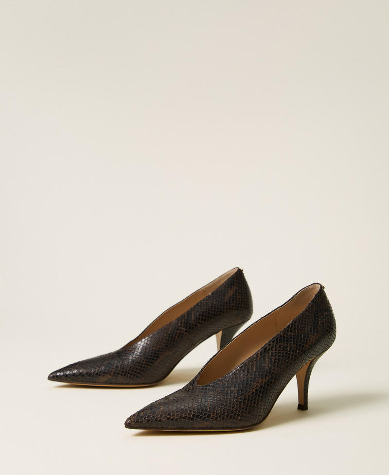 Python print leather court shoes Coffee Python Print Woman 262TGT070_14054_02