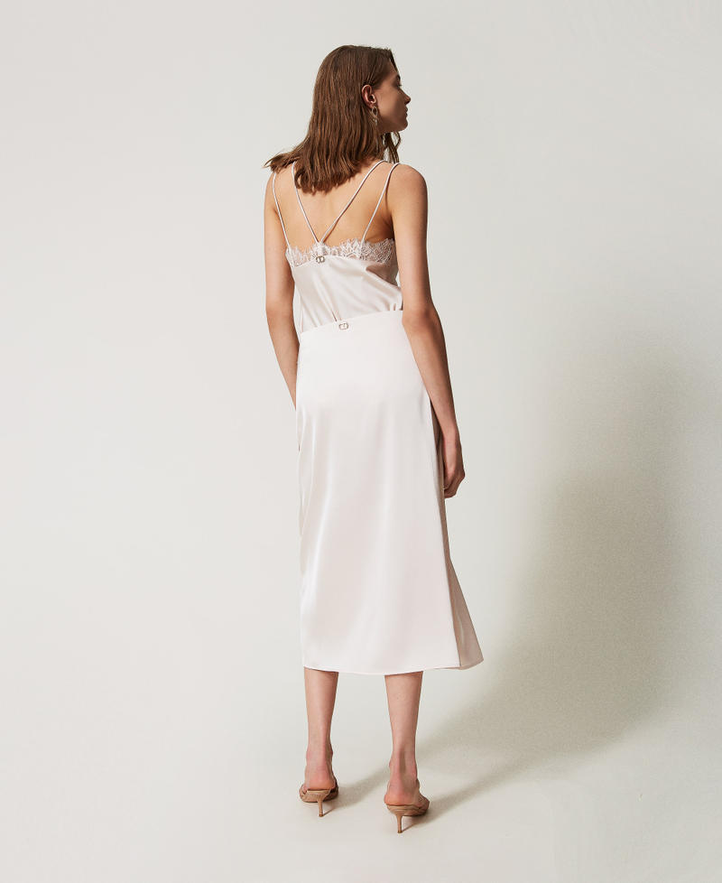 Falda midi de raso y encaje Blanco «Old White» Mujer 251TQ2011_11748_03