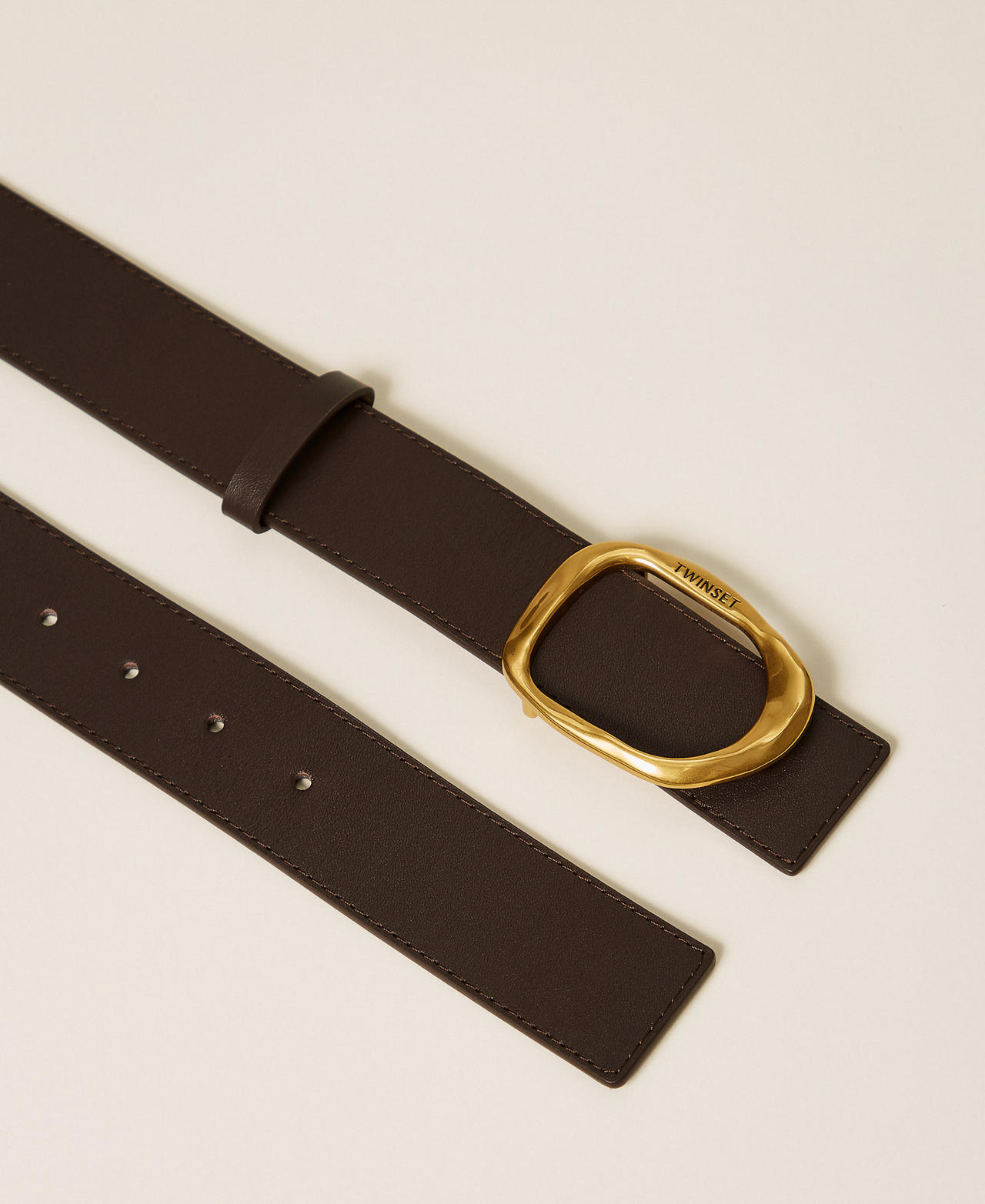 Reversible leather belt Two tone Black Chocolate/Beech Green Woman 252TO525A_12944_02