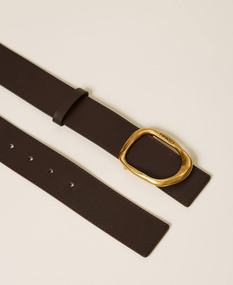 Reversible leather belt Two tone Black Chocolate/Beech Green Woman 252TO525A_12944_02