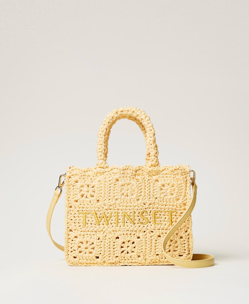 ‘Bohémienne’ crochet shopper bag Pale Yellow Woman 251TB7411_12144_01