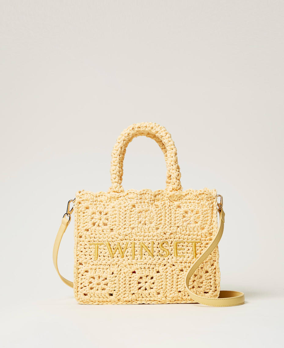 ‘Bohémienne’ crochet shopper bag Pale Yellow Woman 251TB7411_12144_01