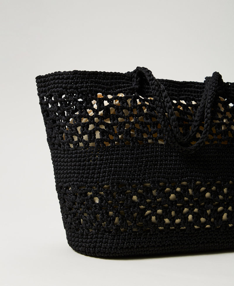 Gehäkelter Shopper „Bohemienne“ Schwarz Frau 251TD8110_00006_03