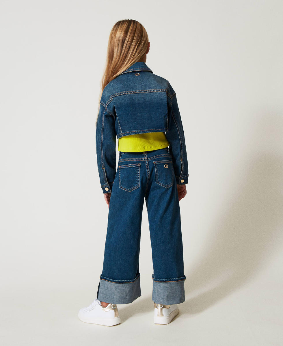 Jeans wide leg con risvolto Denim Medio Scuro Bambina 251GJ2510_12230_03
