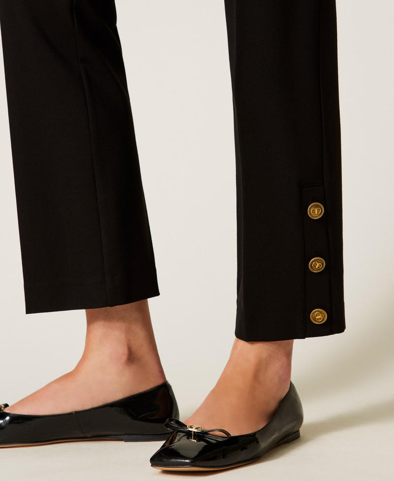 Cropped trousers with Oval T buttons Black Woman 252TP2603_00006_04